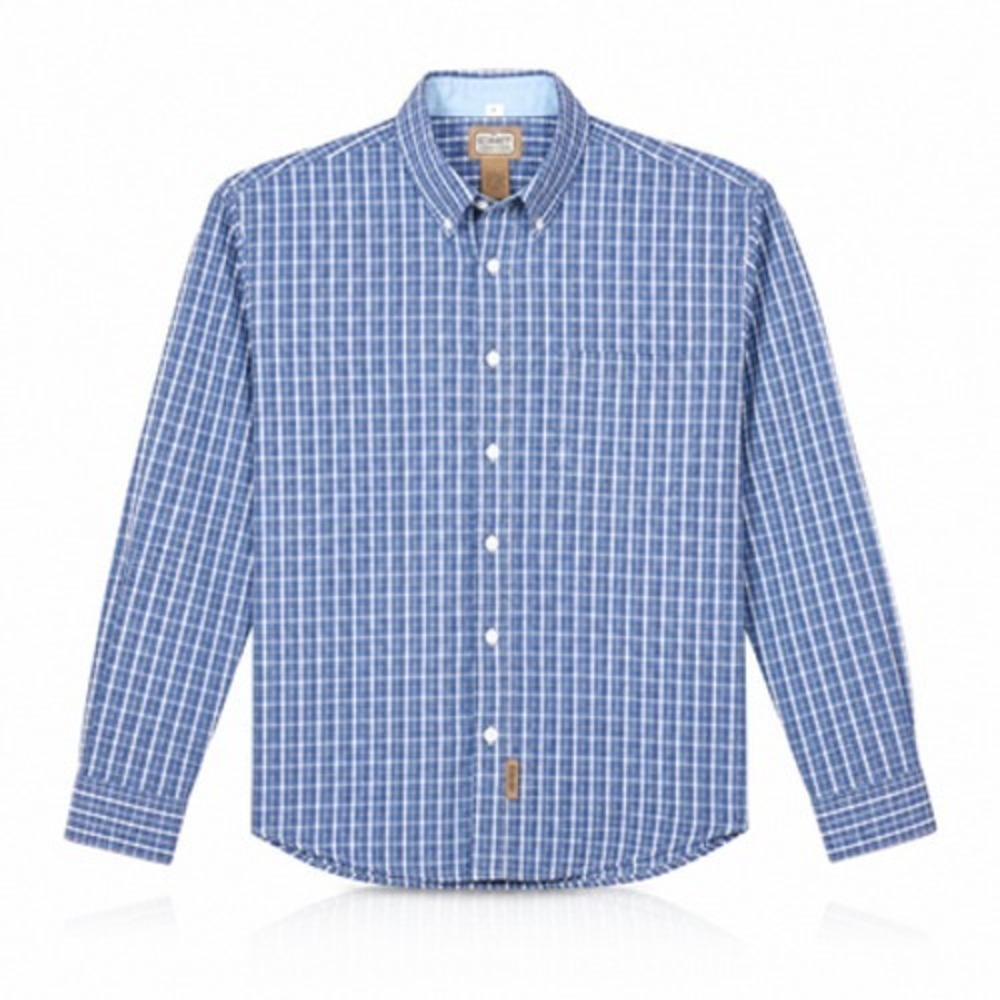 C E Schmidt Workwear Shirt Mens Large Blue Check Long Sleeve Button Up